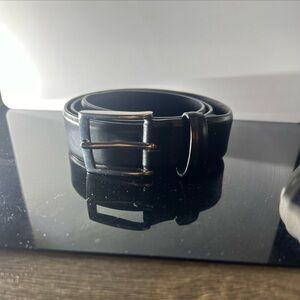 HM Belt Mens Black Leather Silver Buckle